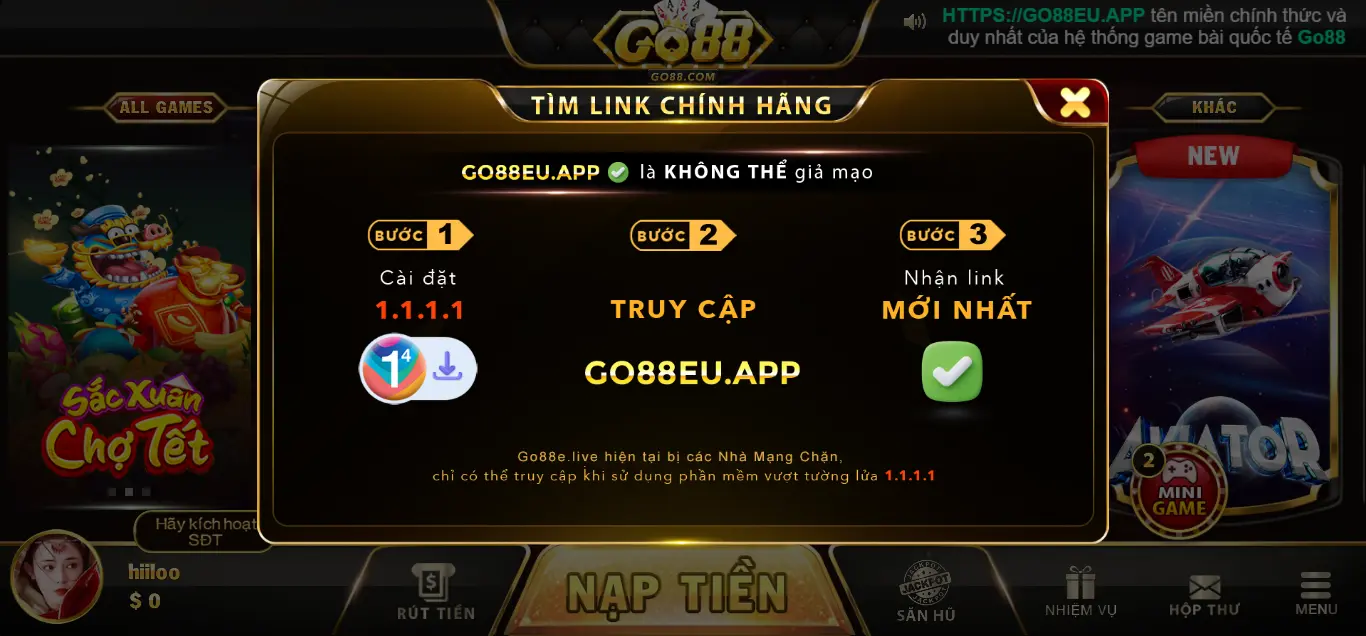 Trang chủ nhà game cá cược Go88 online