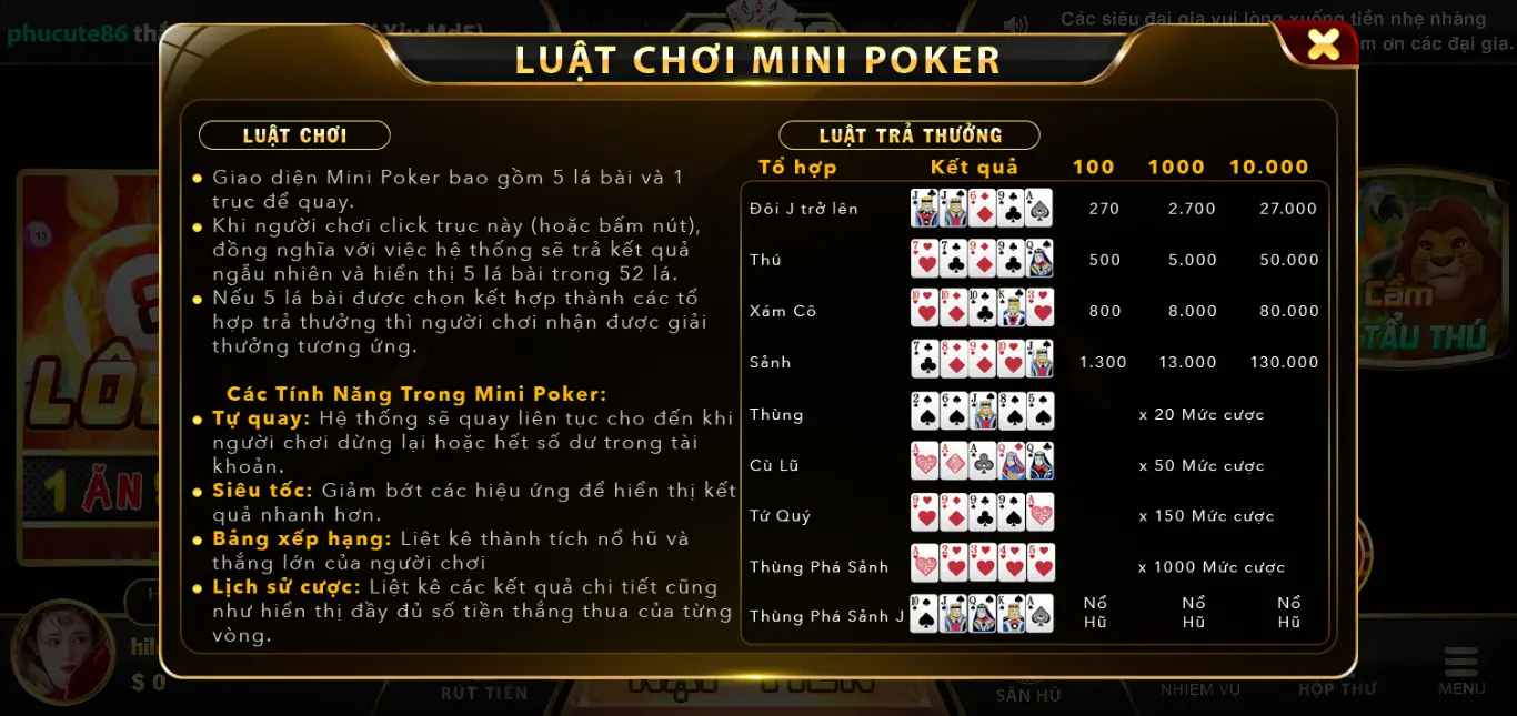 Kinh nghiệm vàng giúp bạn có thể giành chiến thắng trong game Mini Poker Go 88