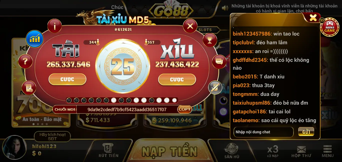 Ưu điểm của game Tài xỉu MD5 so với thể loại Tài xỉu truyền thống tại Go88