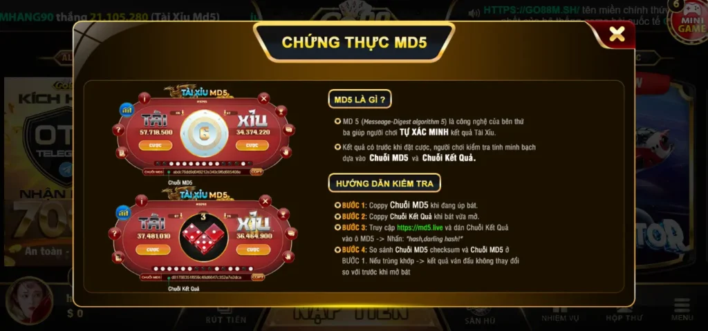 Ưu điểm của game Tài xỉu MD5 so với thể loại Tài xỉu truyền thống tại Go88