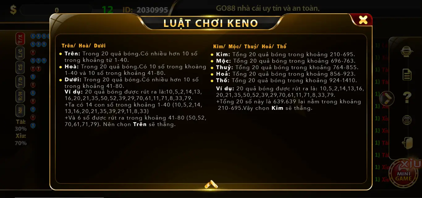 Đỉnh cao game Keno cá cược tại Go88 mà bạn không thể bỏ qua